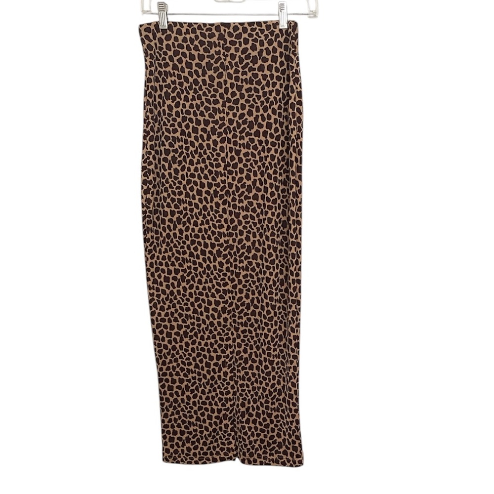 Vintage Cache Animal Print Brown and Black Leopard Maxi Skirt Size M